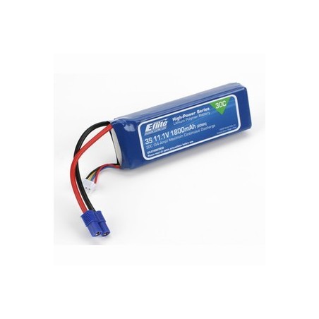 1800mAh 3S 11.1V 30C LiPo -13AWG EC3